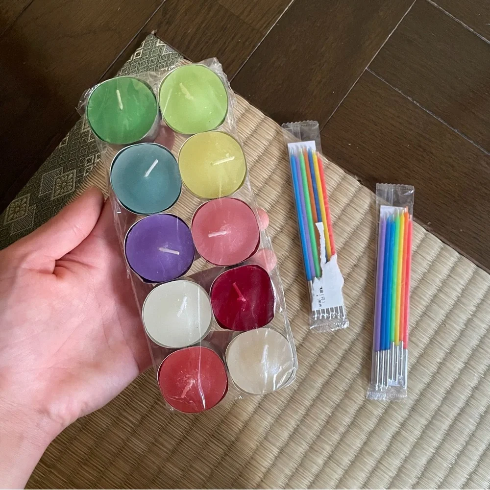 Colorful Tealight Candle Set with Straws